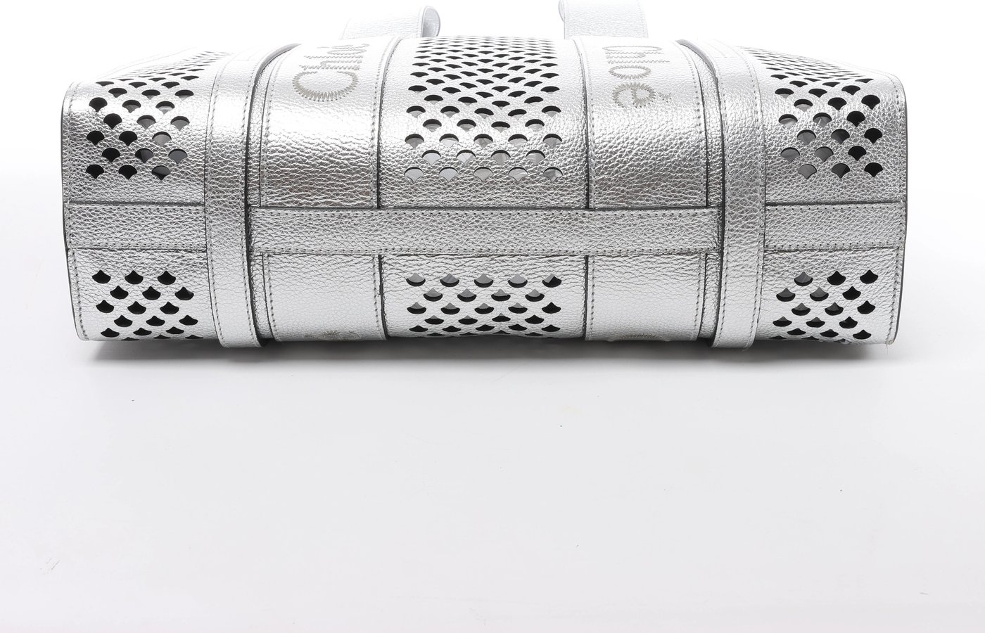 Chloe Woody Medium Leather Tote Shoulder Bag in Silver