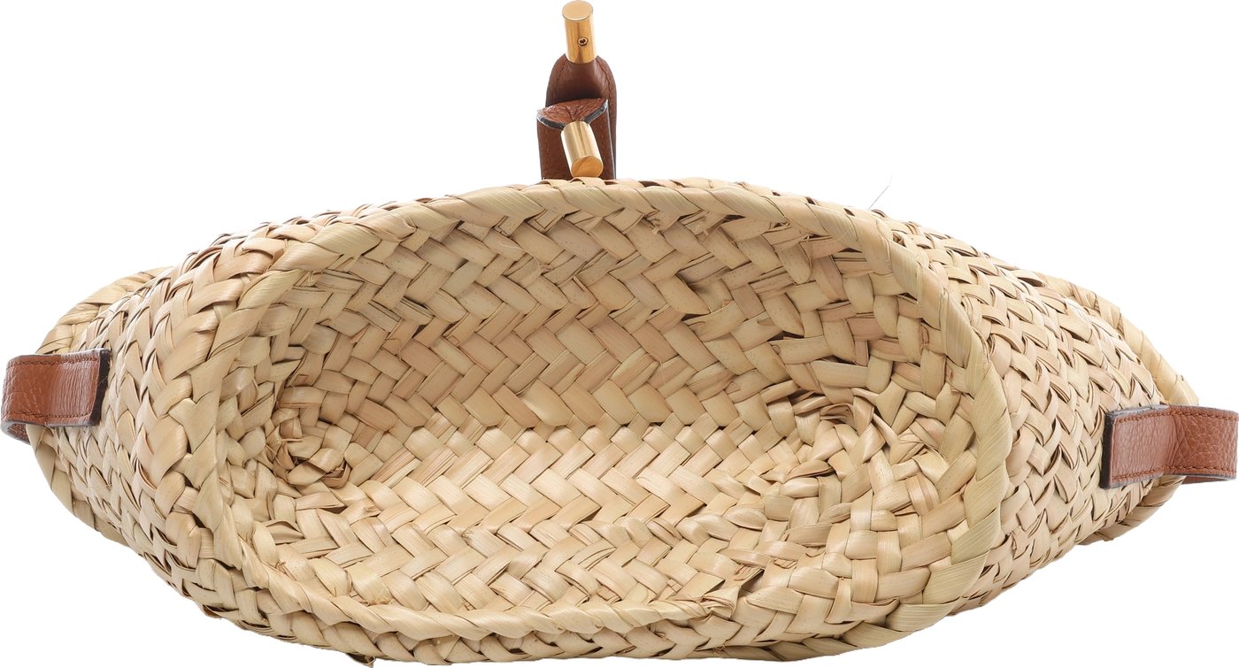 Chloe Marcie Small Raffia x Leather Crossbody Bag in Beige × Brown