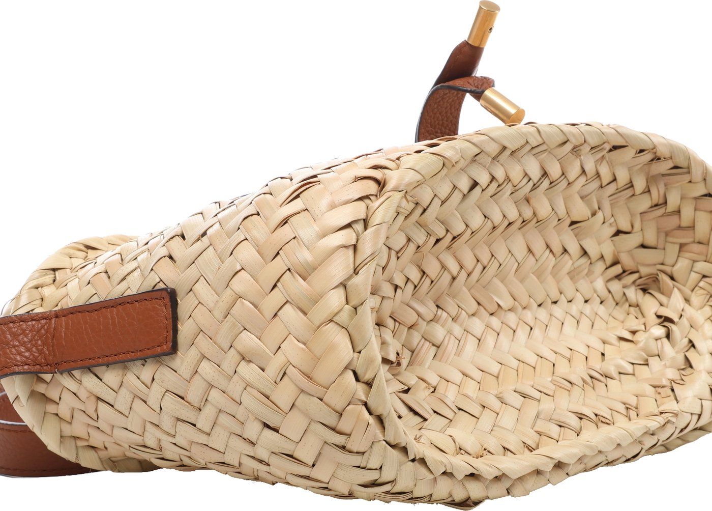Chloe Marcie Small Raffia x Leather Crossbody Bag in Beige × Brown