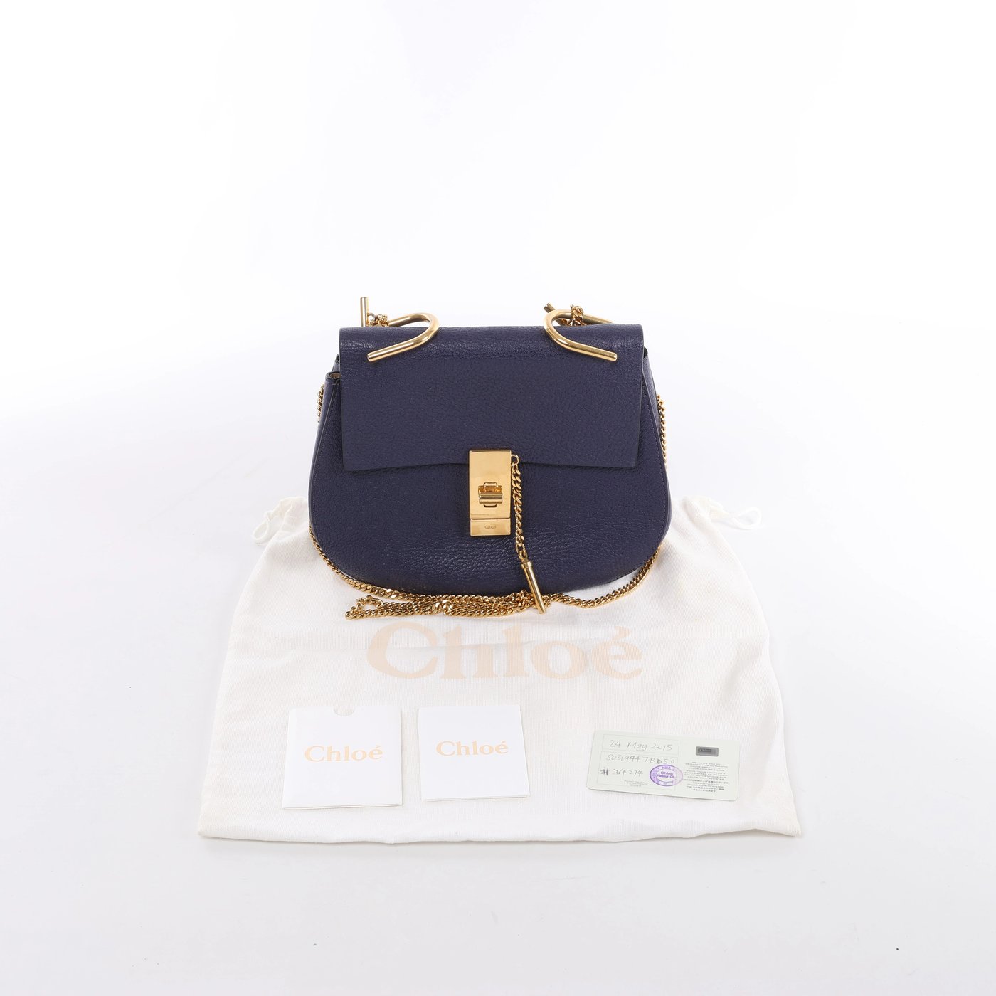 Chloe Drew Leather Chain Crossbody Bag in Purple