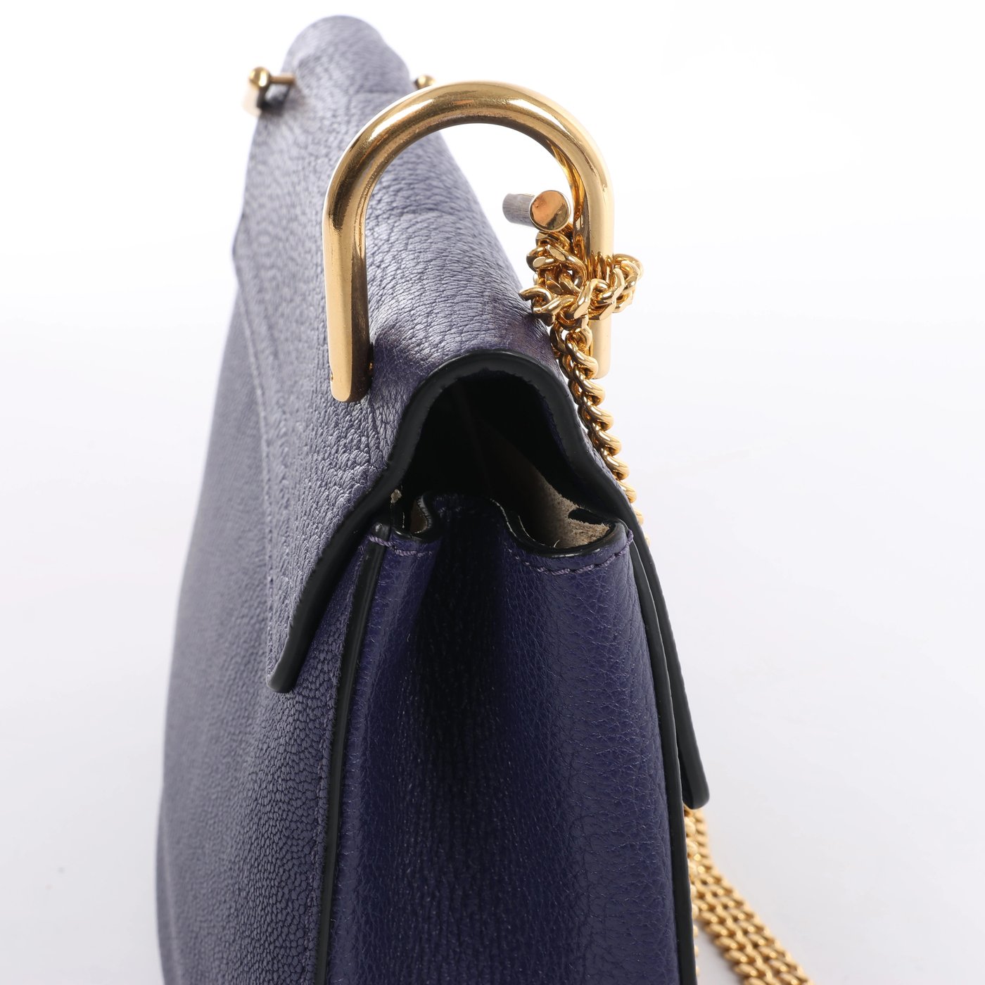 Chloe Drew Leather Chain Crossbody Bag in Purple