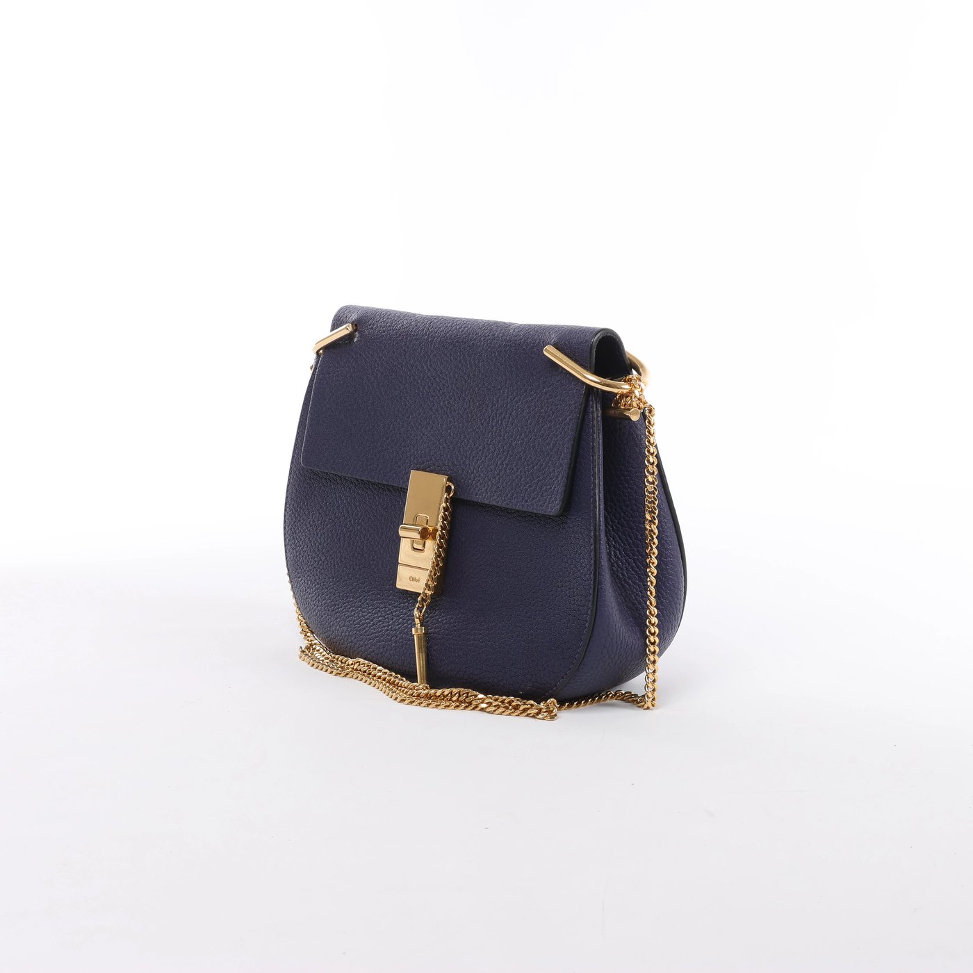 Chloe Drew Leather Chain Crossbody Bag in Purple