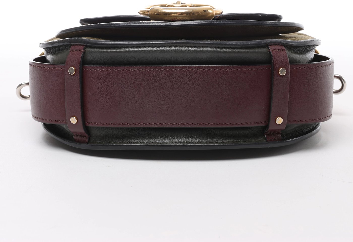 Chloe Tess Leather & Suede Shoulder bag in Green x Bordeaux