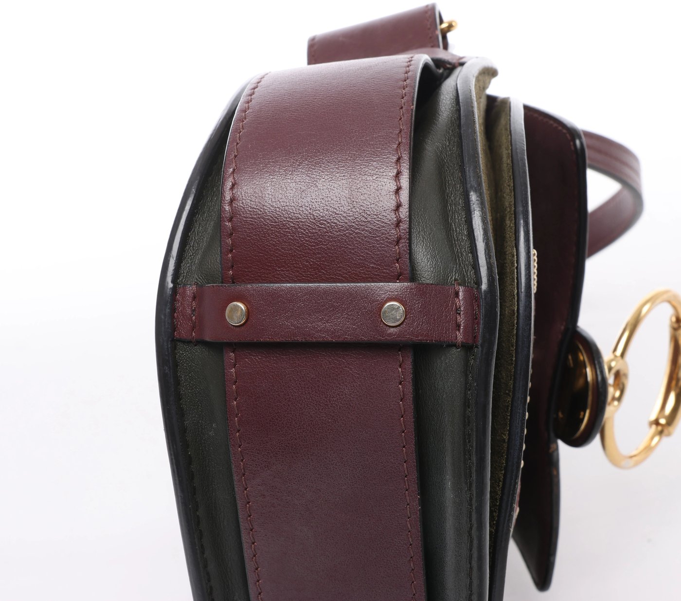 Chloe Tess Leather & Suede Shoulder bag in Green x Bordeaux