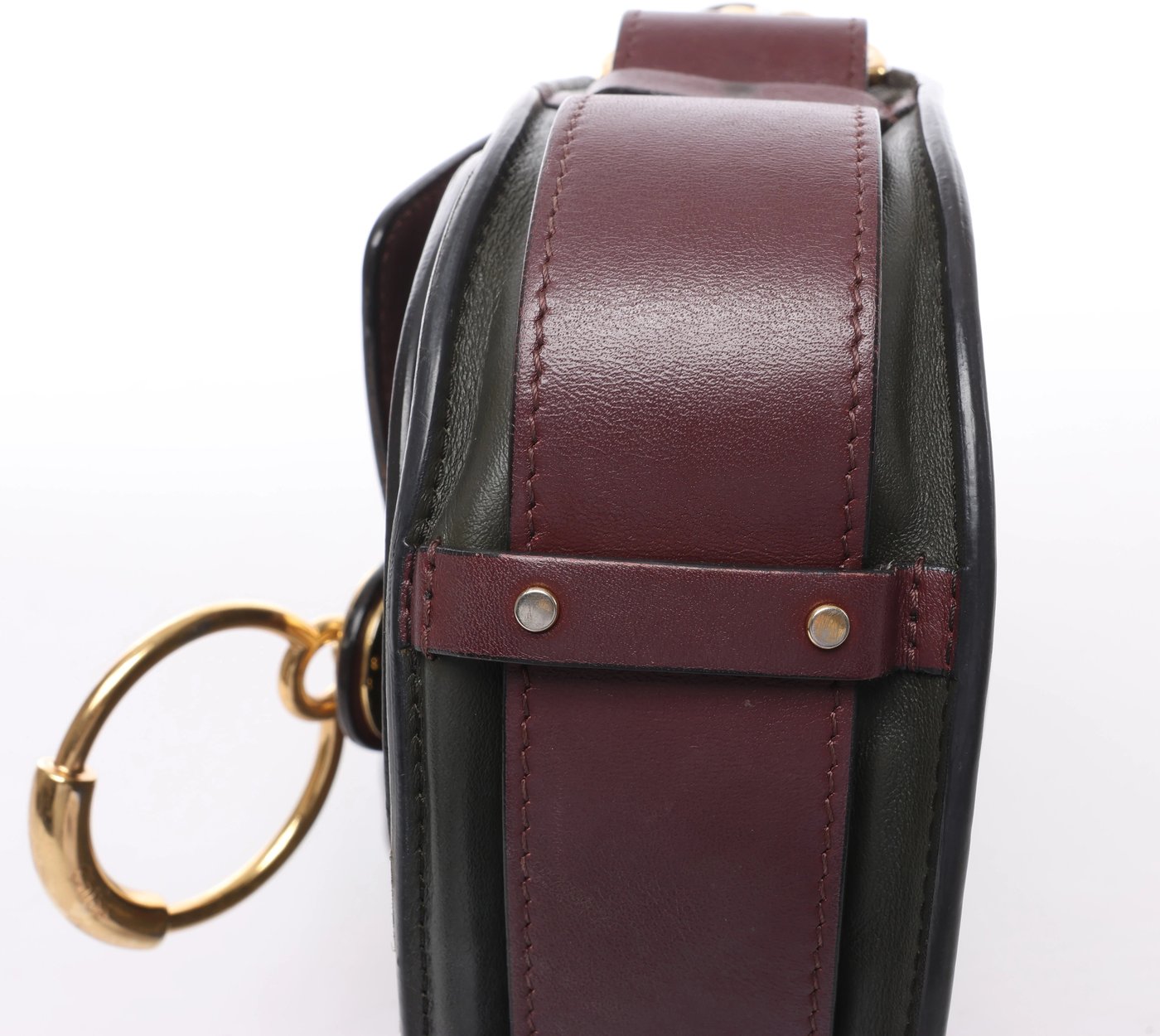 Chloe Tess Leather & Suede Shoulder bag in Green x Bordeaux