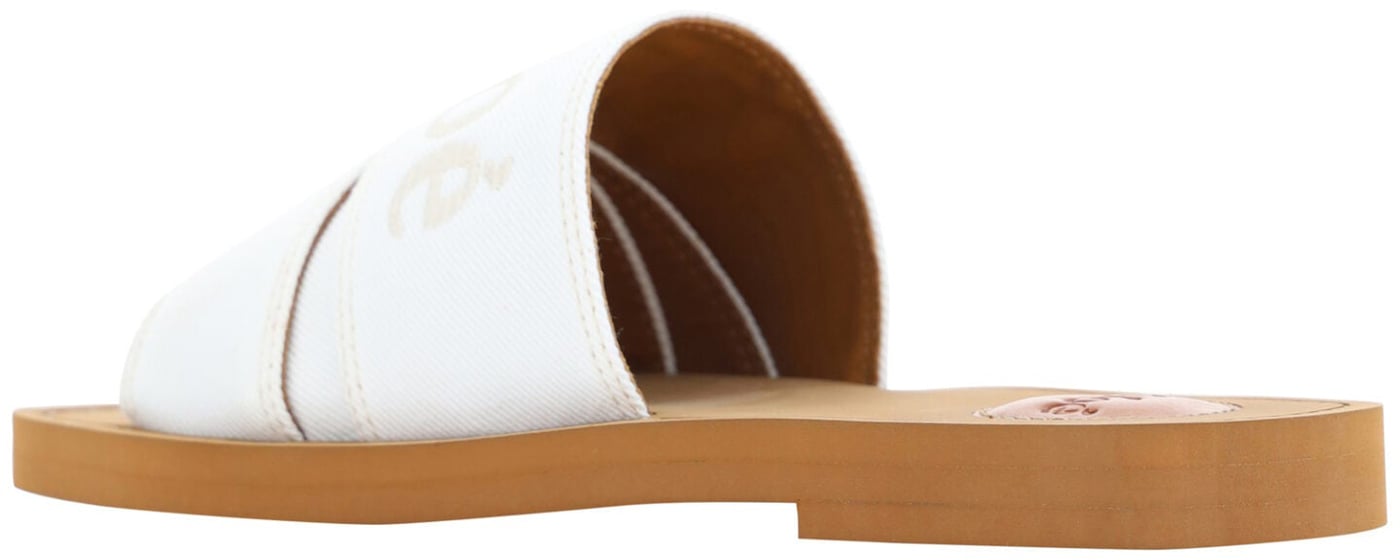 Chloé White Cotton Slides Woody Sandals