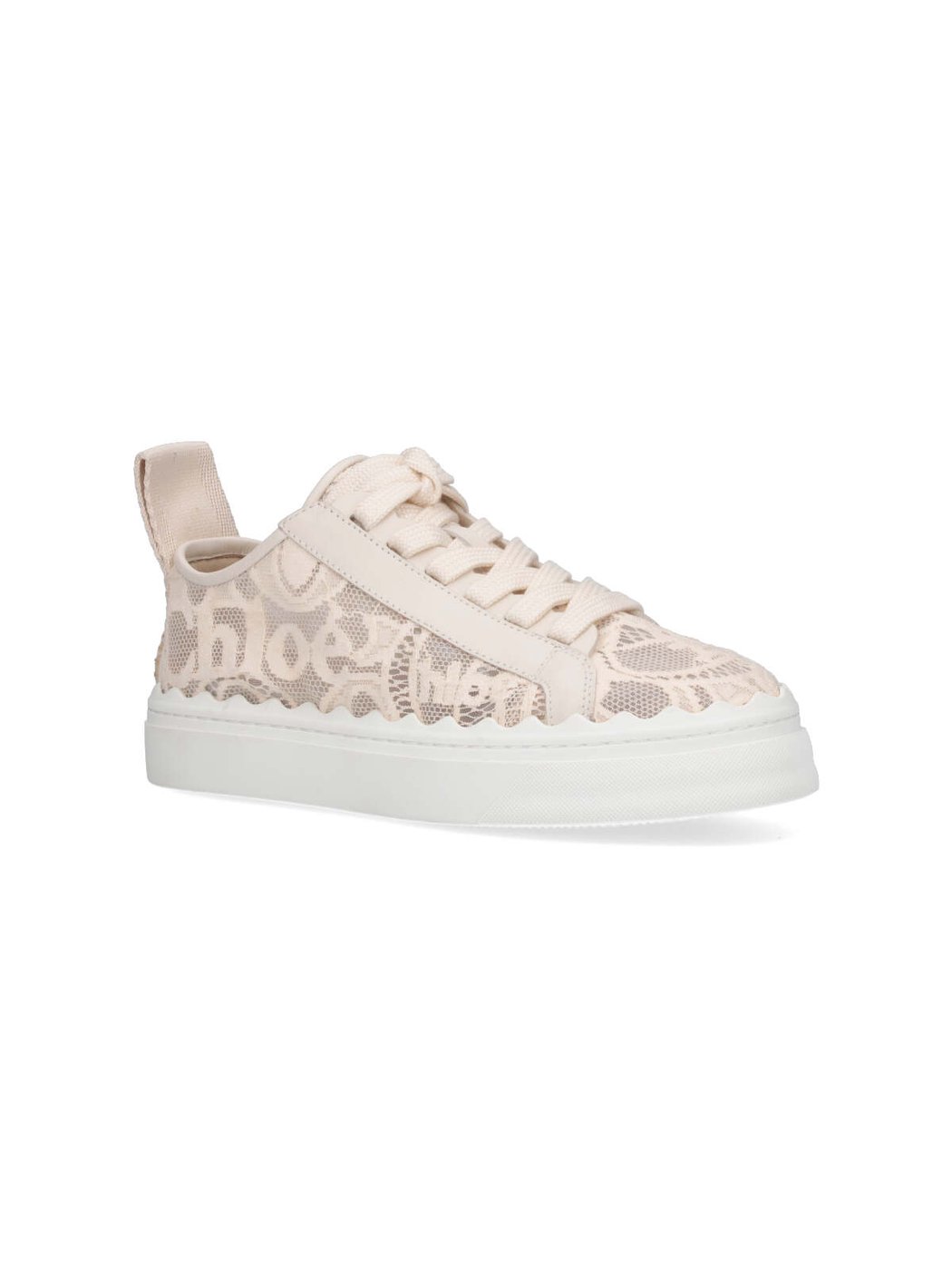 Beige Lauren Embroidered Mesh Sneakers