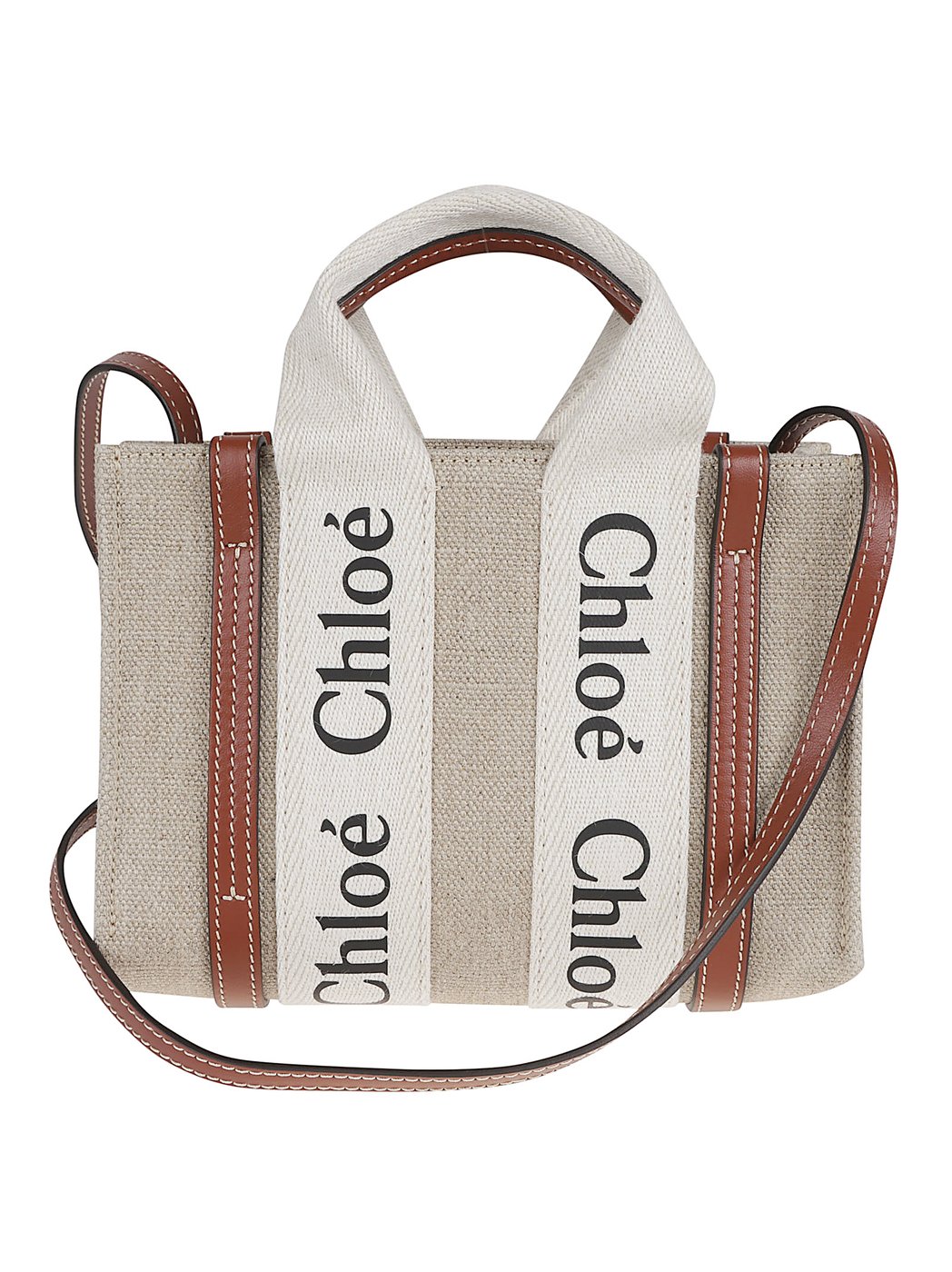 Rectangular Tote Bag with Calf Leather Trim and Woody Strap