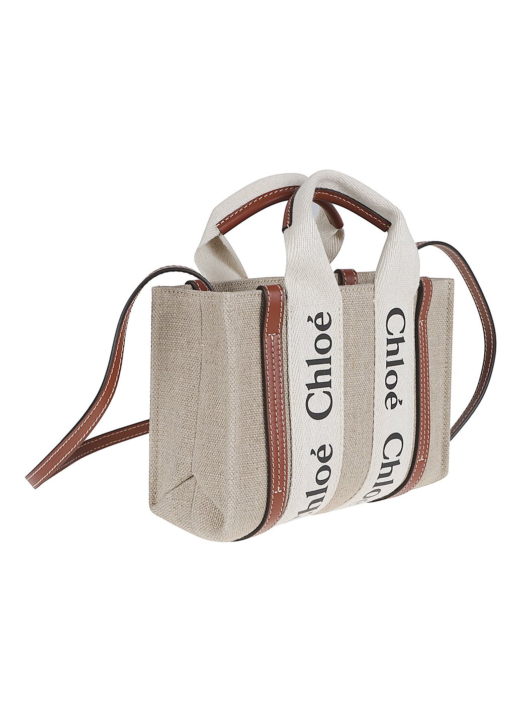 Rectangular Tote Bag with Calf Leather Trim and Woody Strap