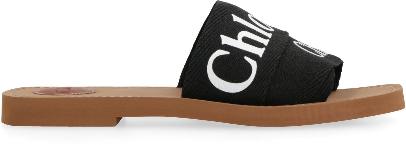 Woody fabric mules
