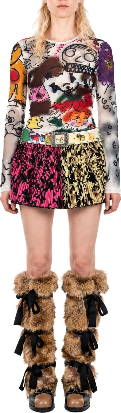 Spray it mesh long sleeve top multi