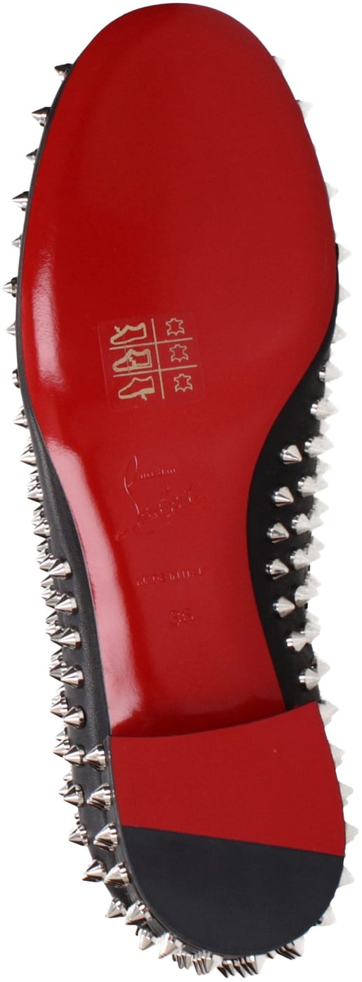 Christian Louboutin Black Leather Slip-On Loafers