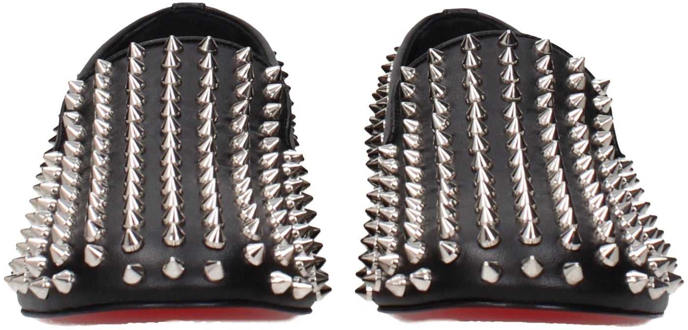 Christian Louboutin Black Leather Slip-On Loafers
