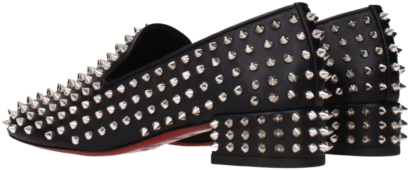 Christian Louboutin Black Leather Slip-On Loafers