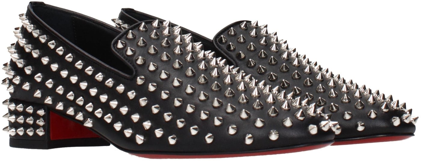 Christian Louboutin Black Leather Slip-On Loafers