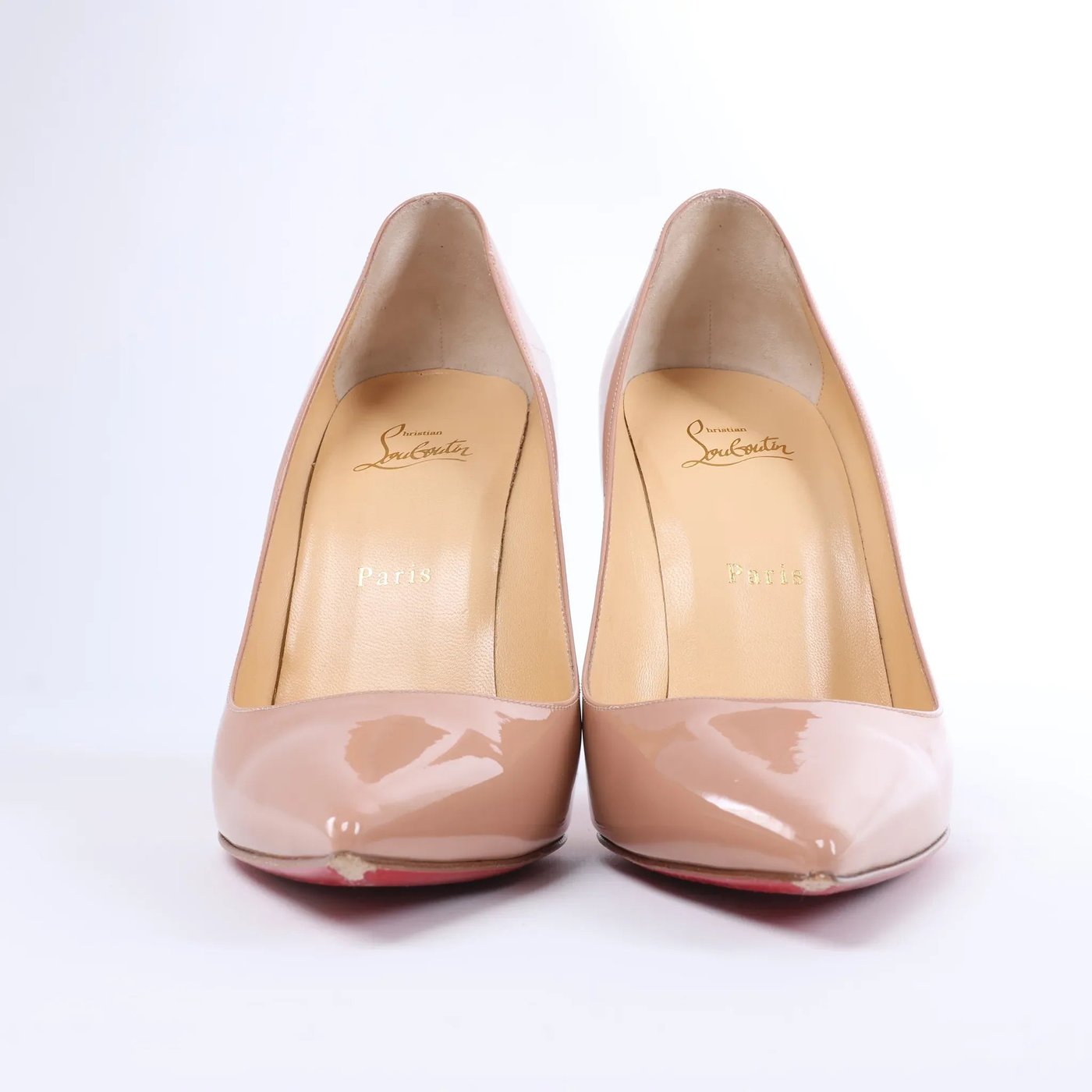 Christian Louboutin Kate 120 Patent Leather Heels in Beige, Size EU 41