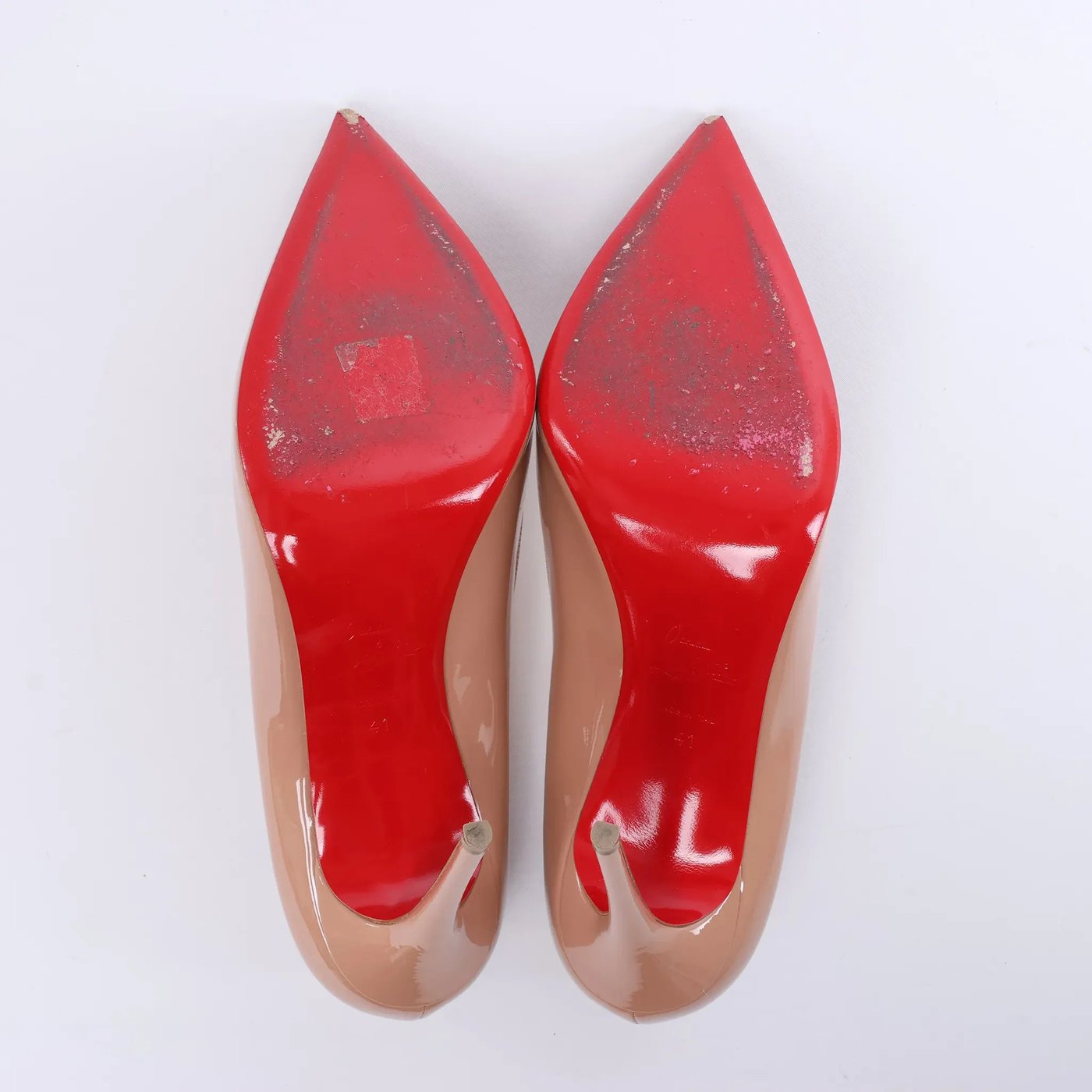 Christian Louboutin Kate 120 Patent Leather Heels in Beige, Size EU 41