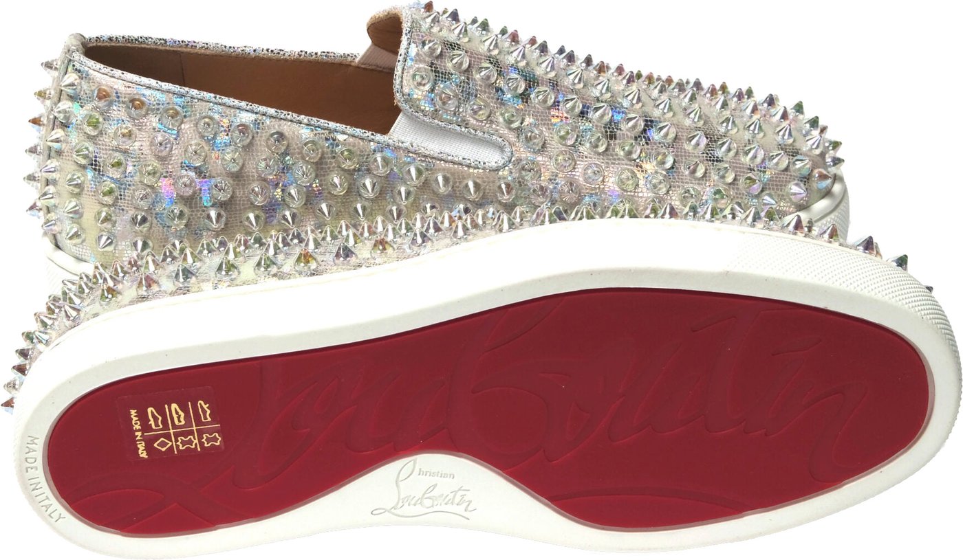 Christian Louboutin White Ab/Clear Ab Roller Boat Woman Flat Sneaker