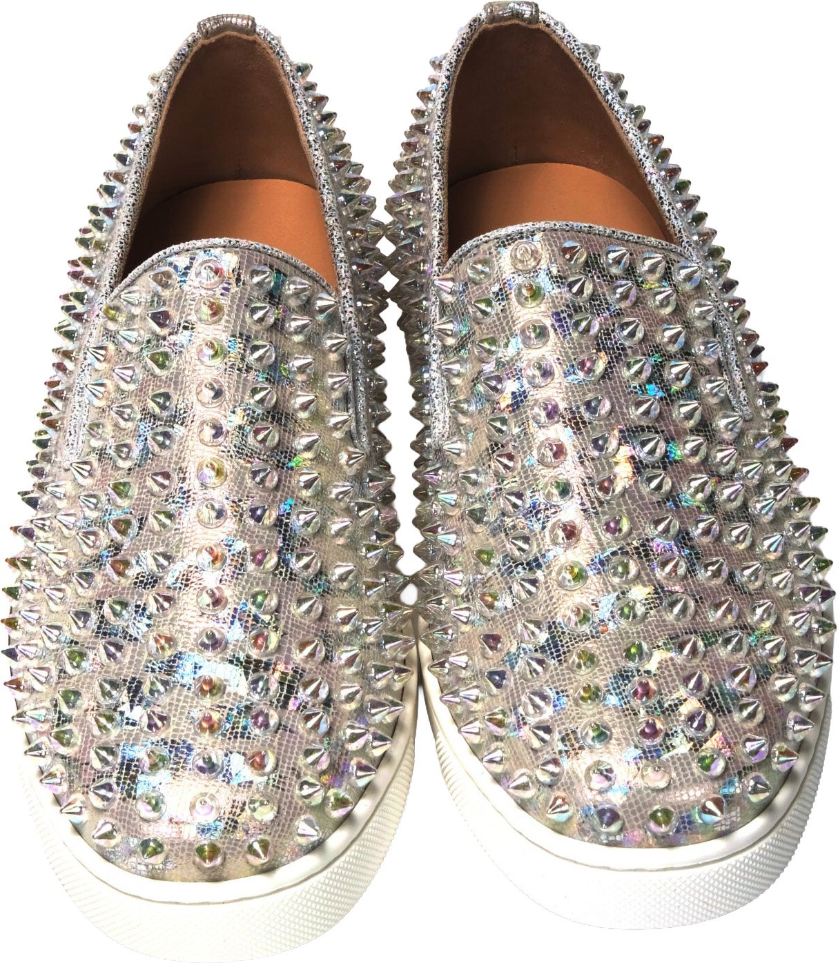 Christian Louboutin White Ab/Clear Ab Roller Boat Woman Flat Sneaker
