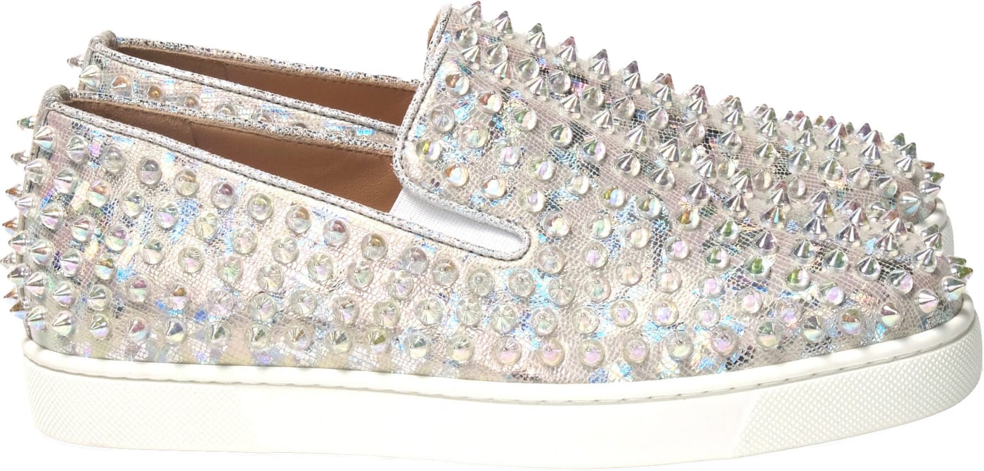 Christian Louboutin White Ab/Clear Ab Roller Boat Woman Flat Sneaker