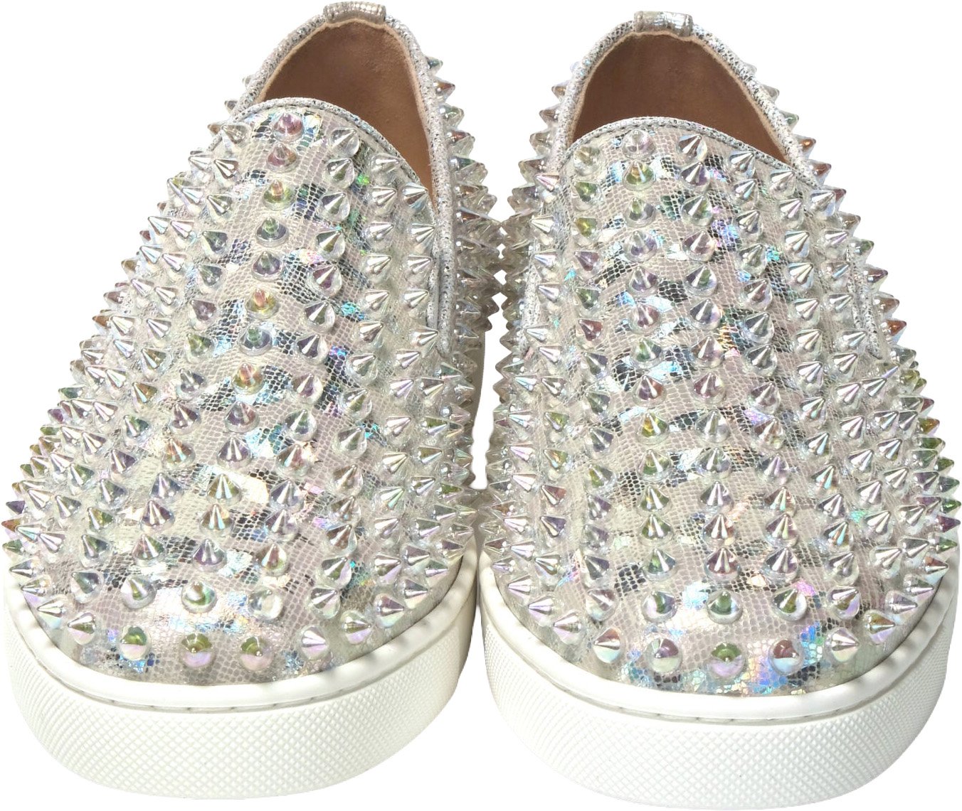 Christian Louboutin White Ab/Clear Ab Roller Boat Woman Flat Sneaker