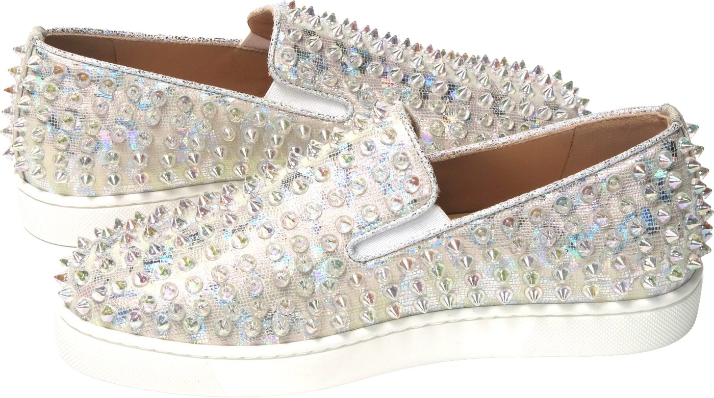 Christian Louboutin White Ab/Clear Ab Roller Boat Woman Flat Sneaker