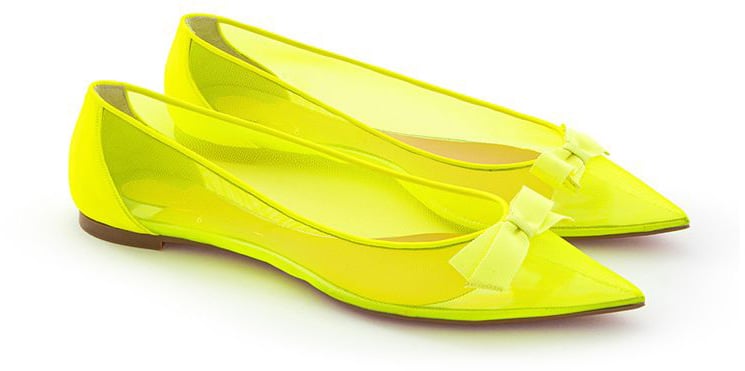 Christian Louboutin Yellow Mesh Ballet Flats