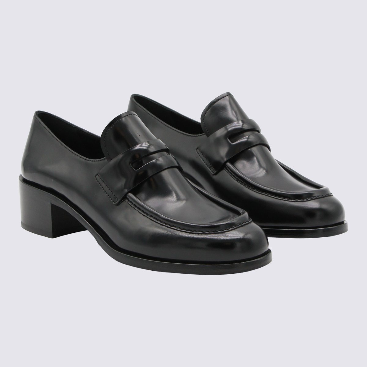 Black Polished Leather Prudence Loafers