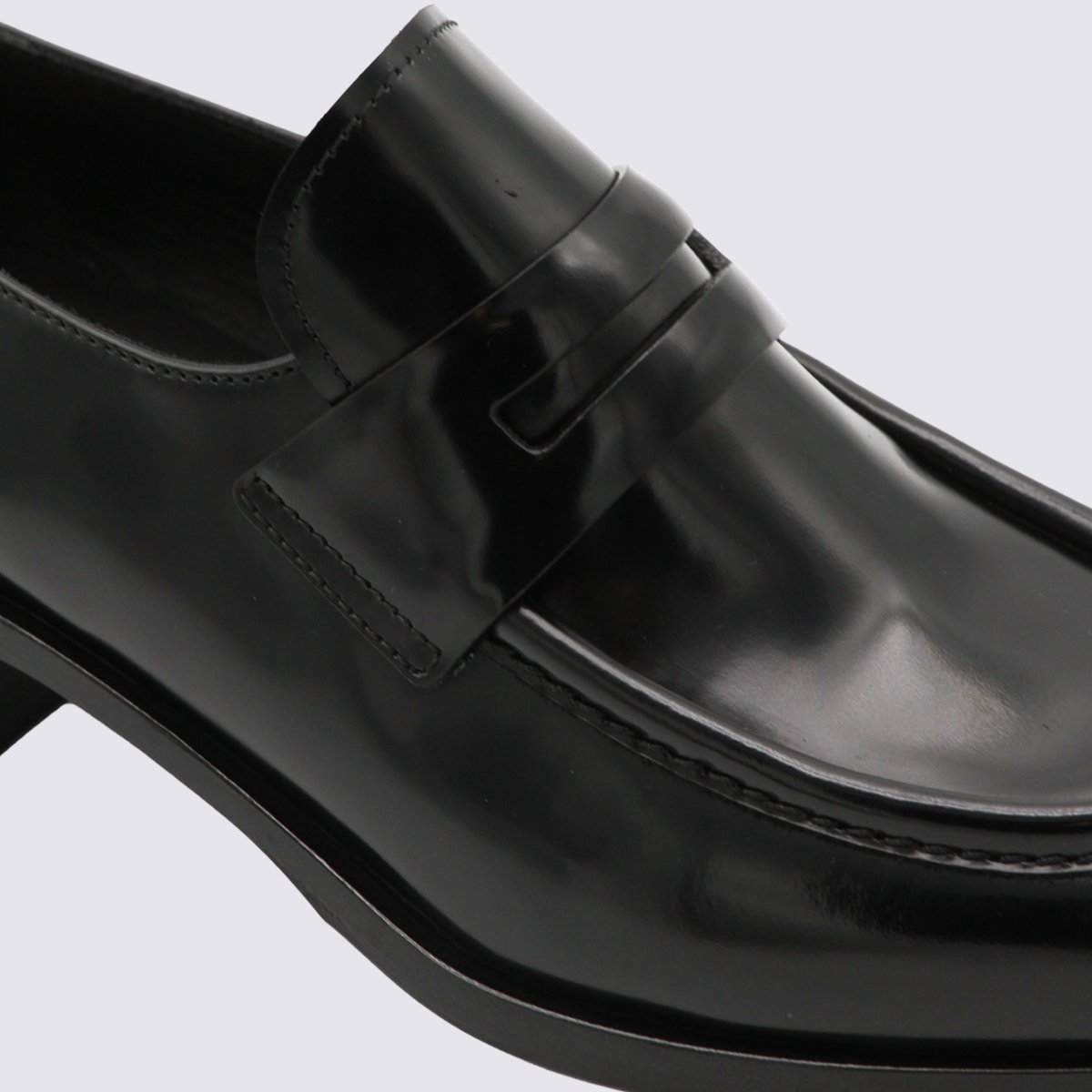 Black Polished Leather Prudence Loafers