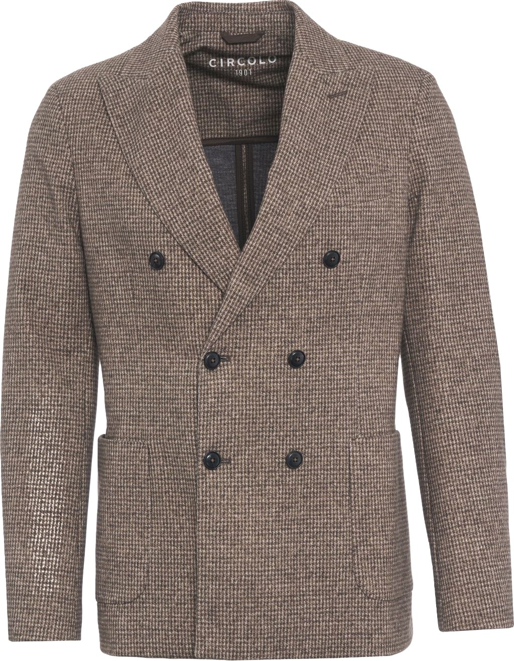 Double-breasted blazer with checked pattern