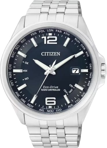 Citizen Horloge CB0010-88L Staal Eco-drive Radio Controlled met Blauwe Wijzerplaat 42mm