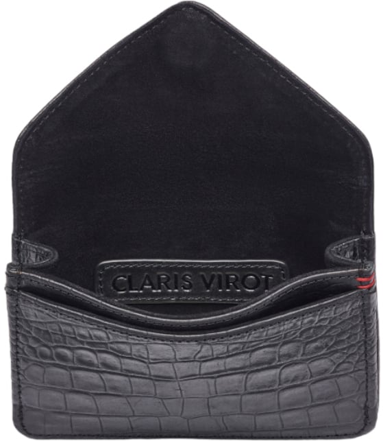 Porte feuille Alex cuir embossé croco noir 3107 Claris Virot