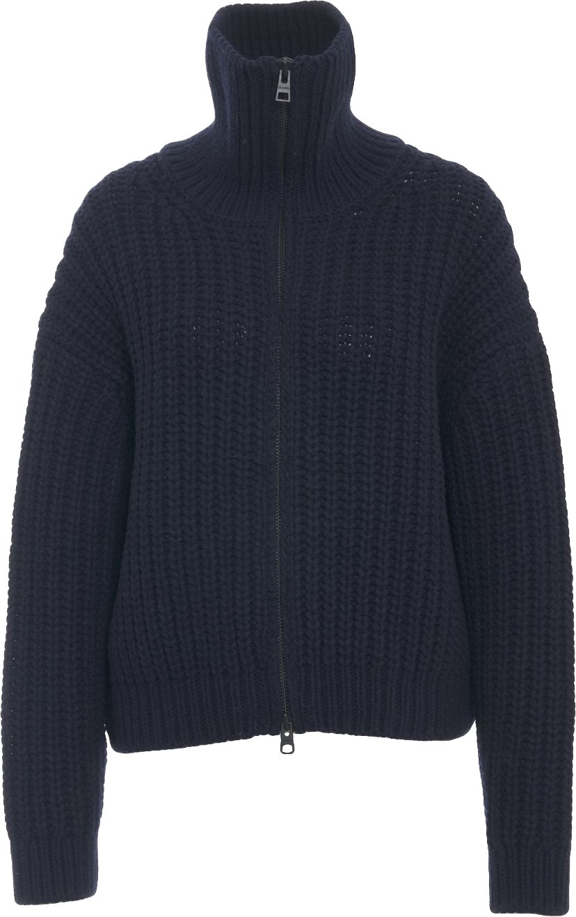 Cardigan with stand-up collar