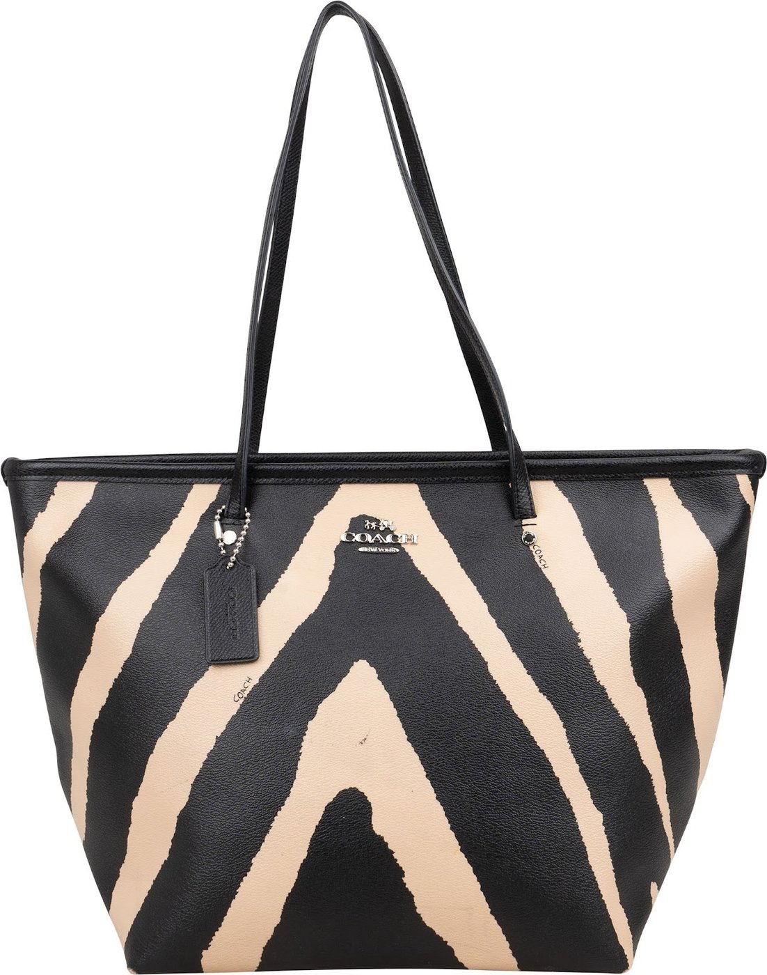 Coach Zebra Print City Shopper Shoulder Bag