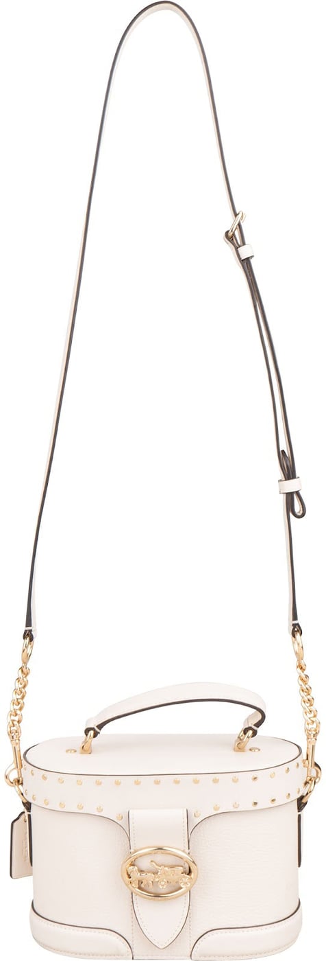 Coach Pebbled Leather Georgie Gem Vanity Case Rivets Crossbody Handbag