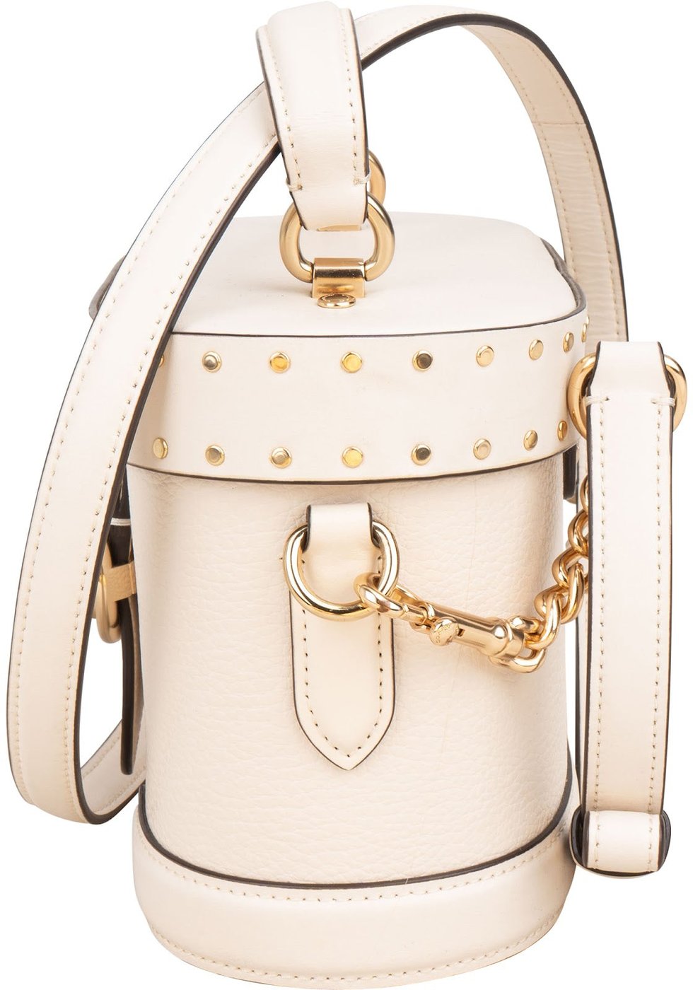 Coach Pebbled Leather Georgie Gem Vanity Case Rivets Crossbody Handbag