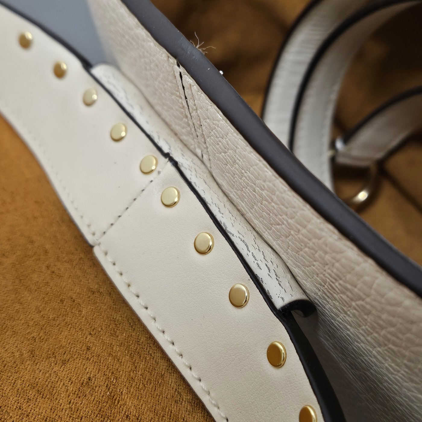 Coach Pebbled Leather Georgie Gem Vanity Case Rivets Crossbody Handbag