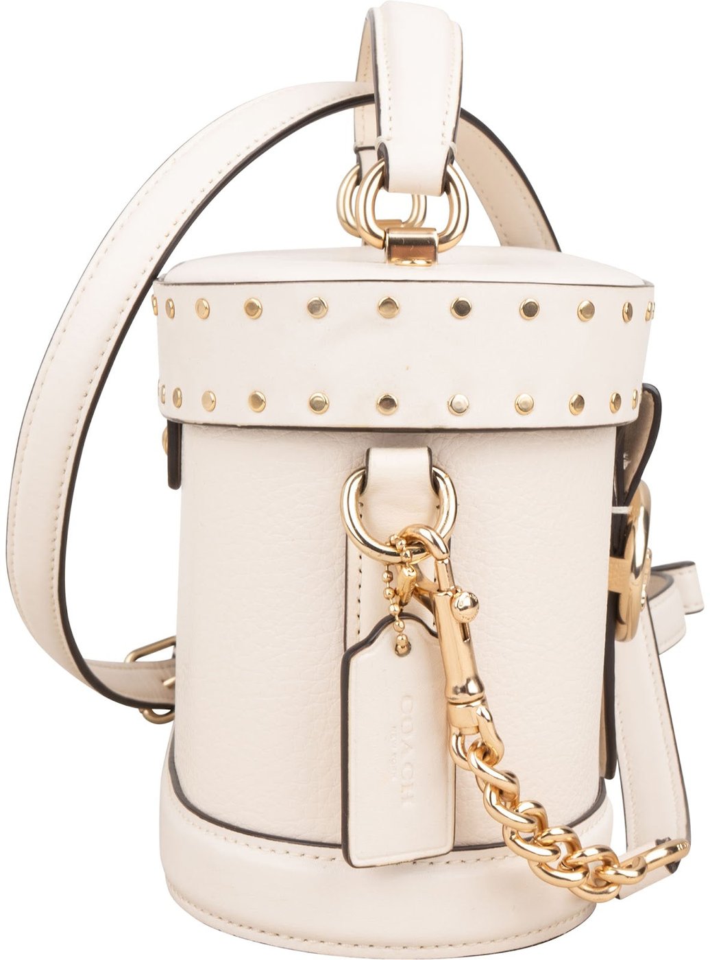 Coach Pebbled Leather Georgie Gem Vanity Case Rivets Crossbody Handbag