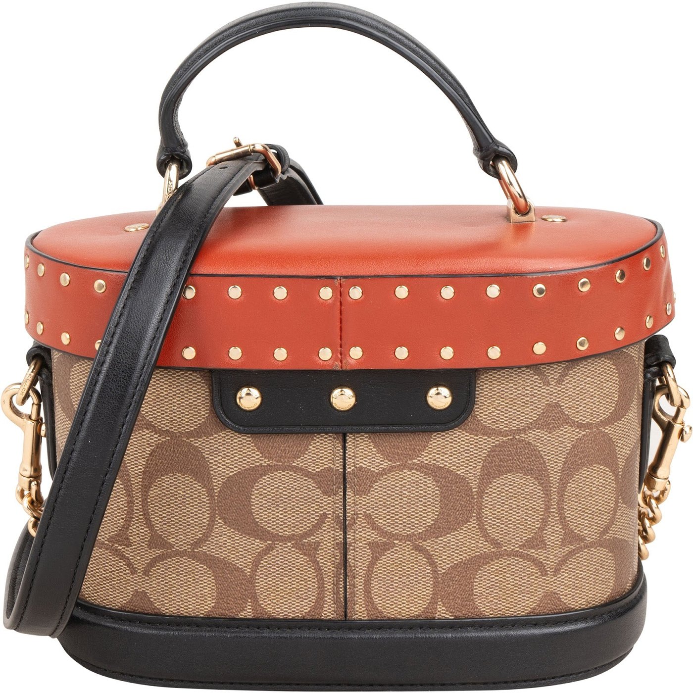 Coach Monogram Signature Georgie Gem Vanity Case Rivets Crossbody Handbag