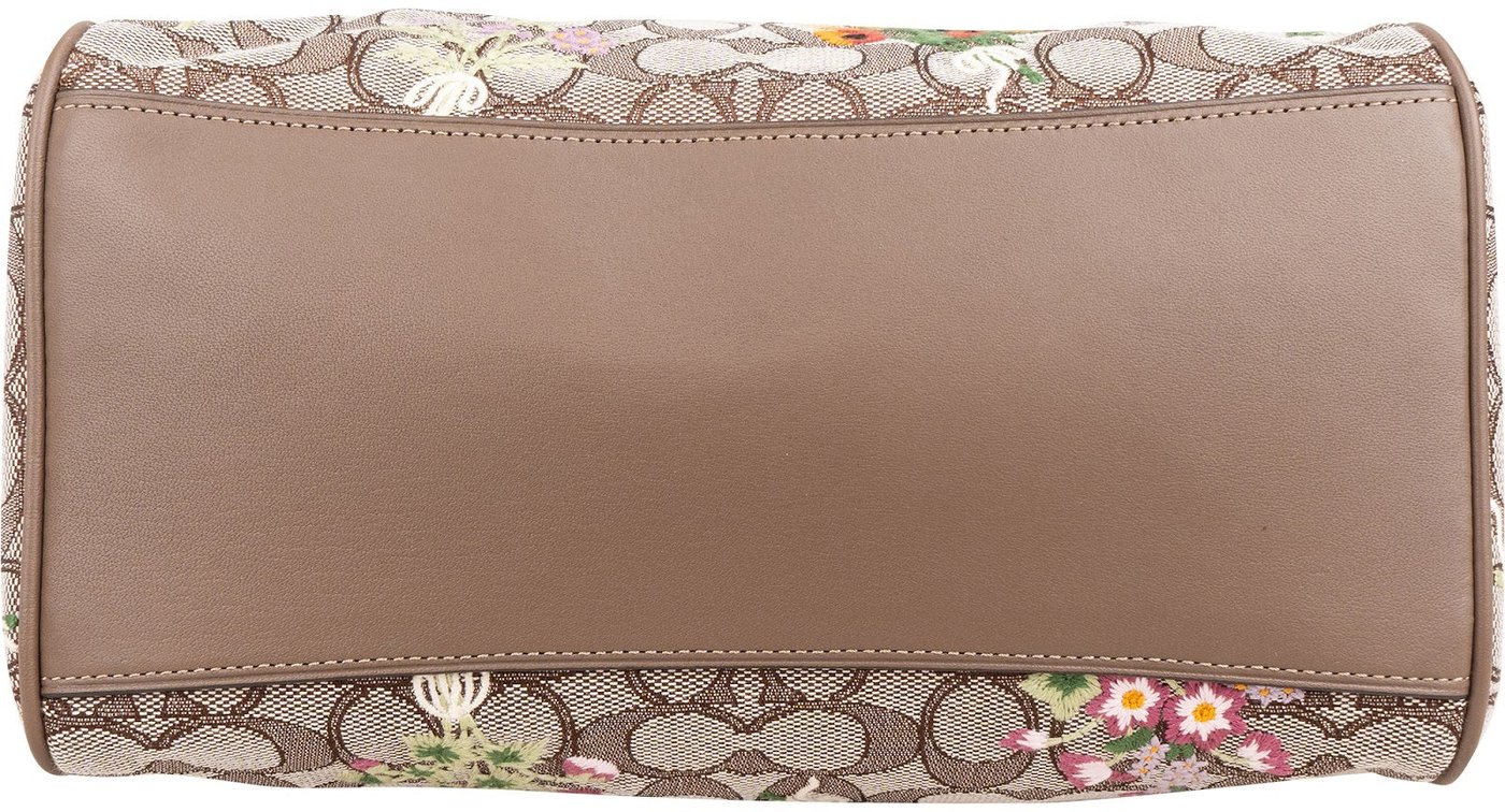 Coach Monogram Signature Canvas Wildflower Embroidery Rowan Satchel Handbag