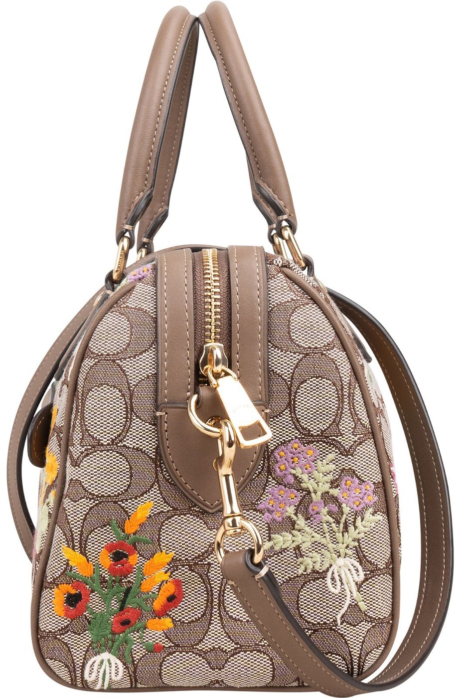 Coach Monogram Signature Canvas Wildflower Embroidery Rowan Satchel Handbag