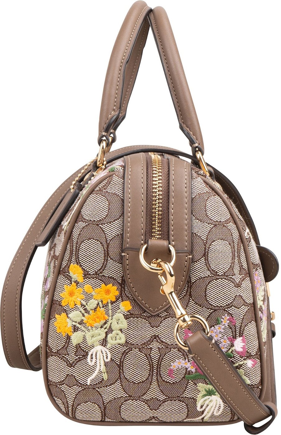 Coach Monogram Signature Canvas Wildflower Embroidery Rowan Satchel Handbag