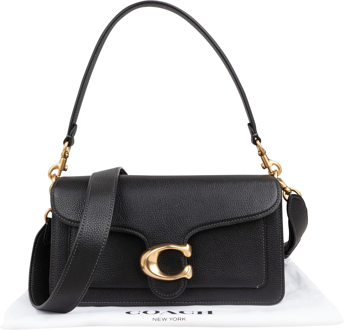 Coach Black Pebbled Leather Tabby 26 Shoulder Crossbody Bag