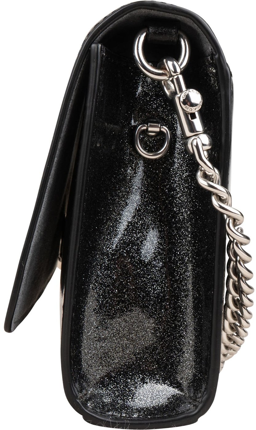 Coach Glitter Patent Leather Foldover Clutch Crossbody Bag