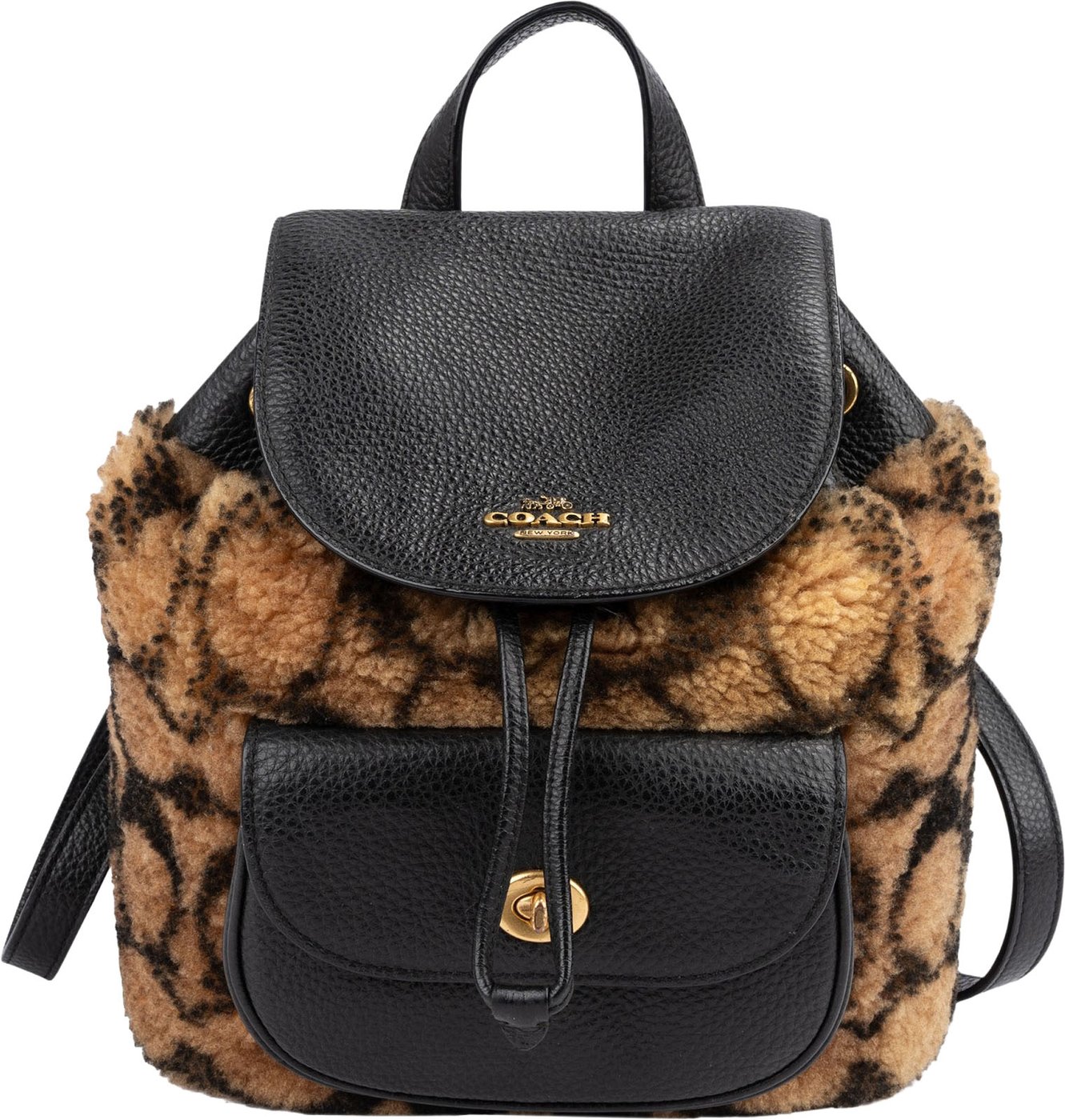 Coach CC Print Shearling X Jennifer Lopez Rucksack Backpack