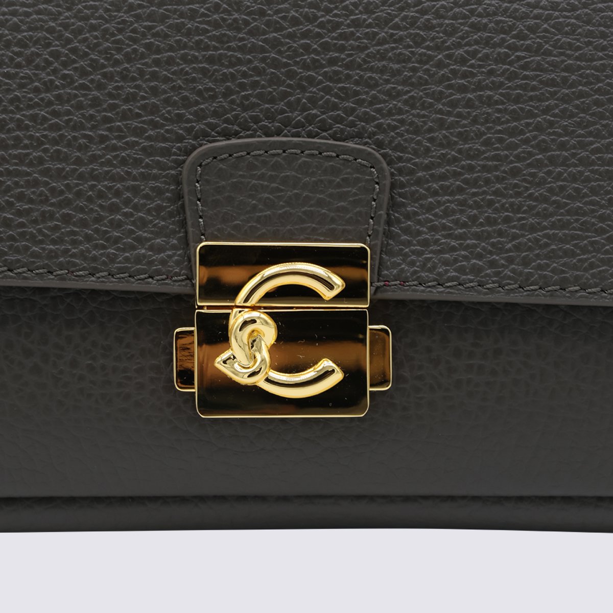 Pebbled Texture Crossbody Bag with Decorative Closure