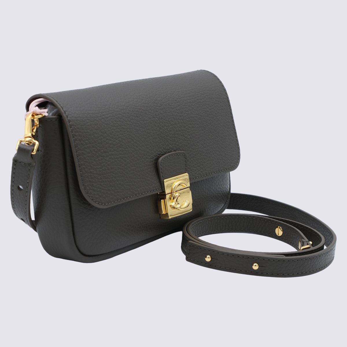 Pebbled Texture Crossbody Bag with Decorative Closure