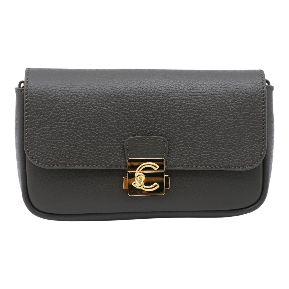 Pebbled Texture Crossbody Bag with Decorative Closure