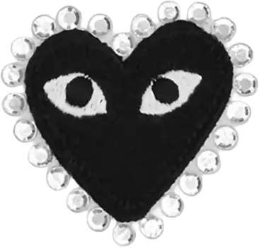 T-shirt Rhinestone Emblem Rhinestone Heart White/black