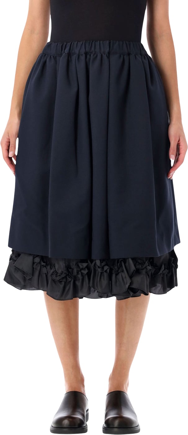 Skirt Ruffle Bottom Navy X Black